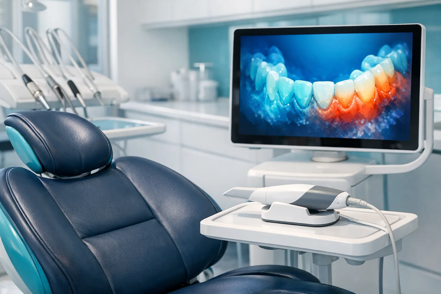 מרפאת שיניים מודרנית עם כסא טיפולים וציוד דנטלי מתקדם לשיקום אסתטי