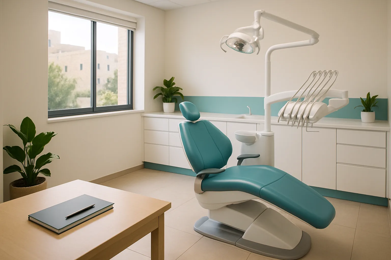 רופא שיניים בוחן מטופל לאחר עקירה במרפאת דיסקין 9 ירושלים