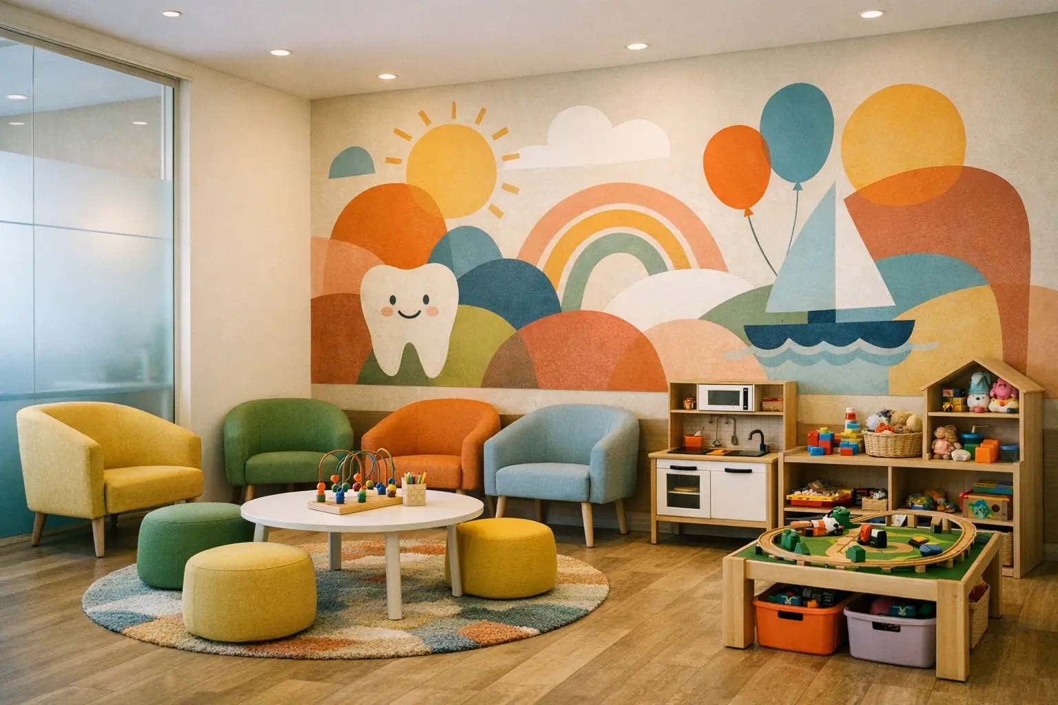 חדר המתנה ידידותי לילדים במרפאת שיניים