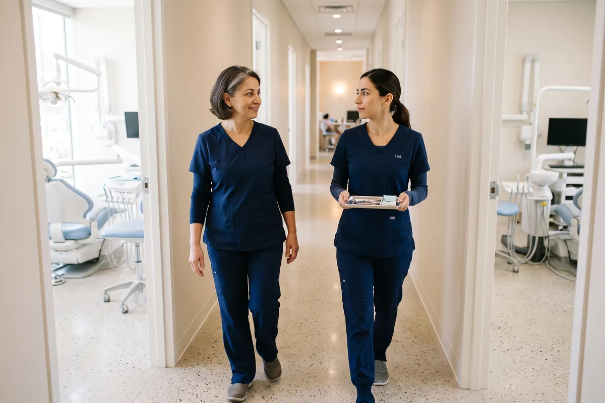 Clinicians in the treatment corridor at Diskin Dental Center, 9 Diskin Street Jerusalem